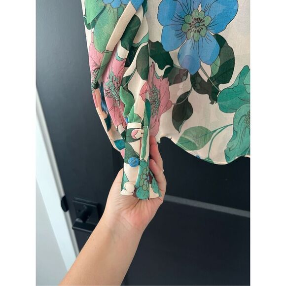 Zara Floral Print Long Sleeve Blouse Top Size S - Picture 6 of 7